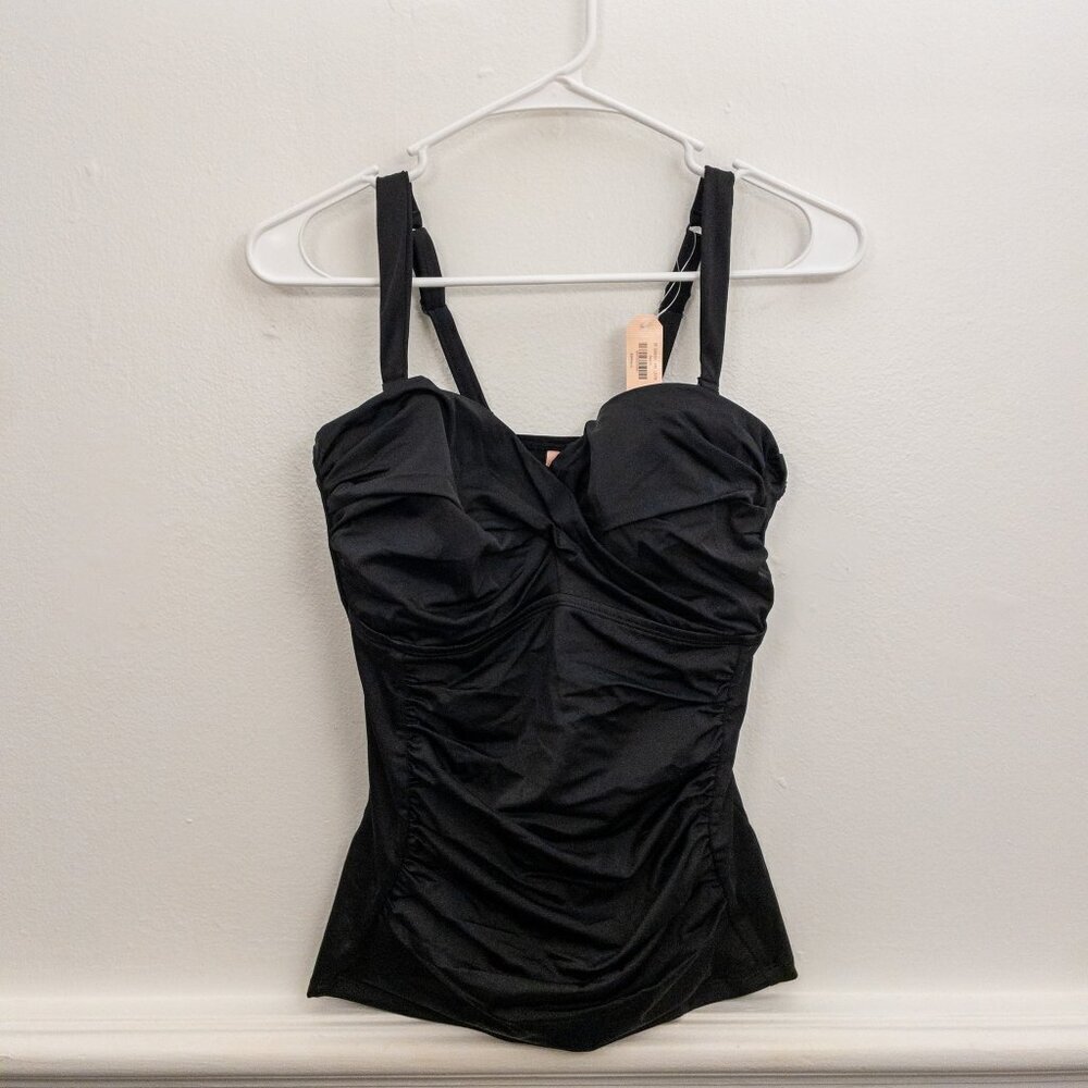 Dobreva Black Underwire Bikini Top 36C Adjustable Straps Swimwear